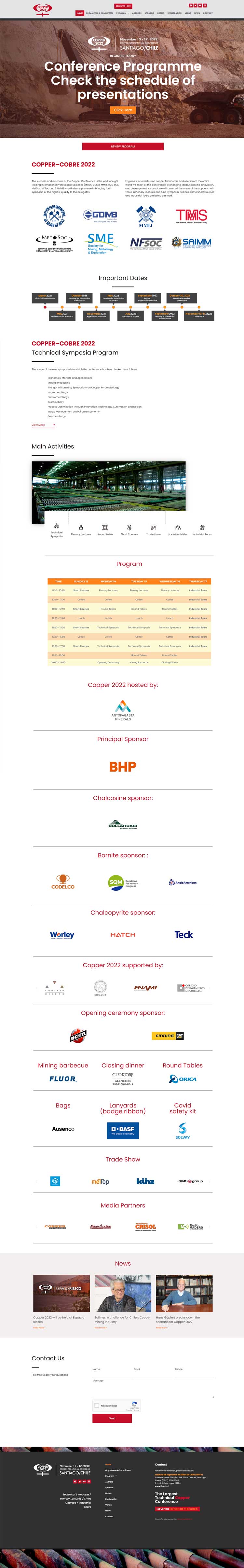 Copper2022, sitios web para evento internacional del cobre